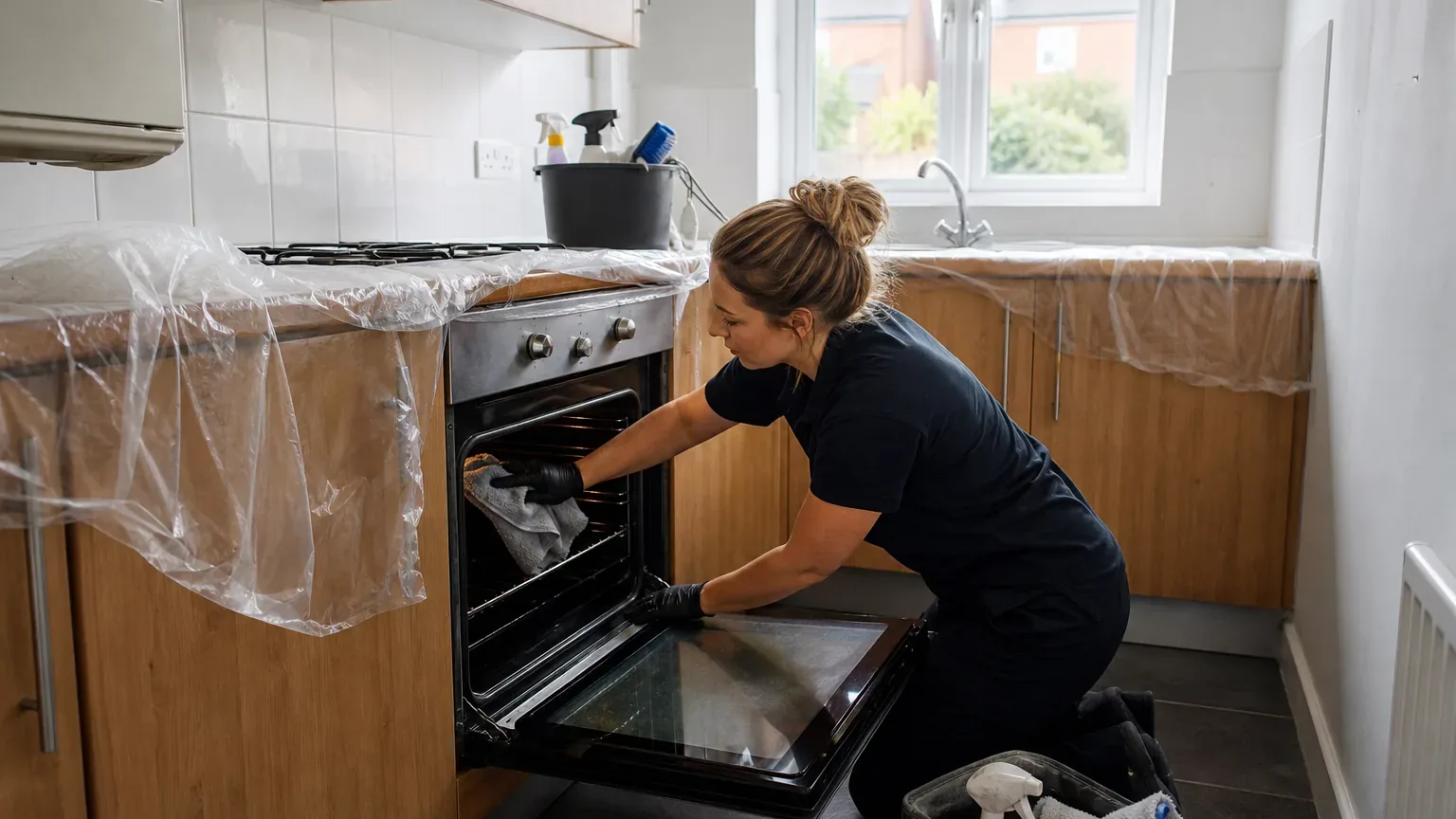 Illustrative AI-generated end-of-tenancy cleaning project image for a cleaning company website demonstration